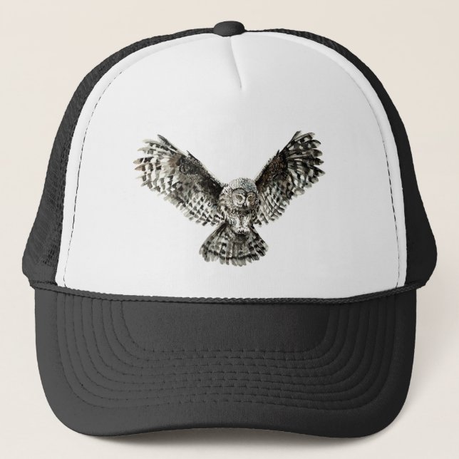 Boné Coruja com Perfuração de Aquarelas Arte Natural (Frente)