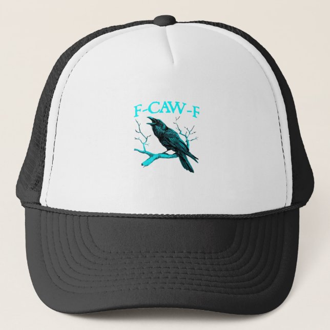 Boné Corvo F-Caw-F Pássaro Engraçado Design Retro Criat (Frente)