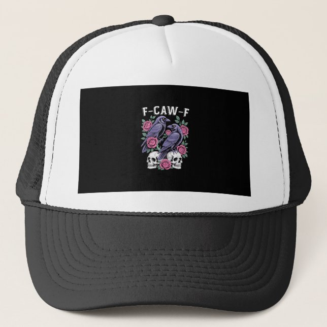 Boné Corvo F-Caw-F Pássaro Lunar Engraçado Gótico Humor (Frente)