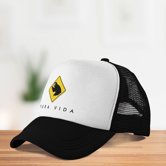Boné Costa Rica Pura Vida Sloth Atravessando (Costa Rica Pura Vida Sloth Crossing Trucker Hat)