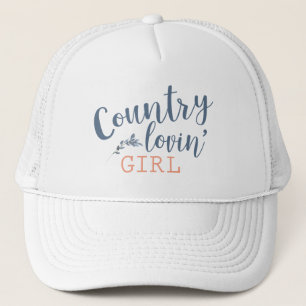 Boné Country Loving Blue and Peach Country Girl