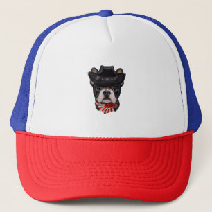 Boné Cowboy Hat e Bandeira do Buldogue Francês para Ca