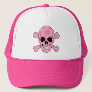 Boné Crânio da camuflagem e chapéu cor-de-rosa dos
