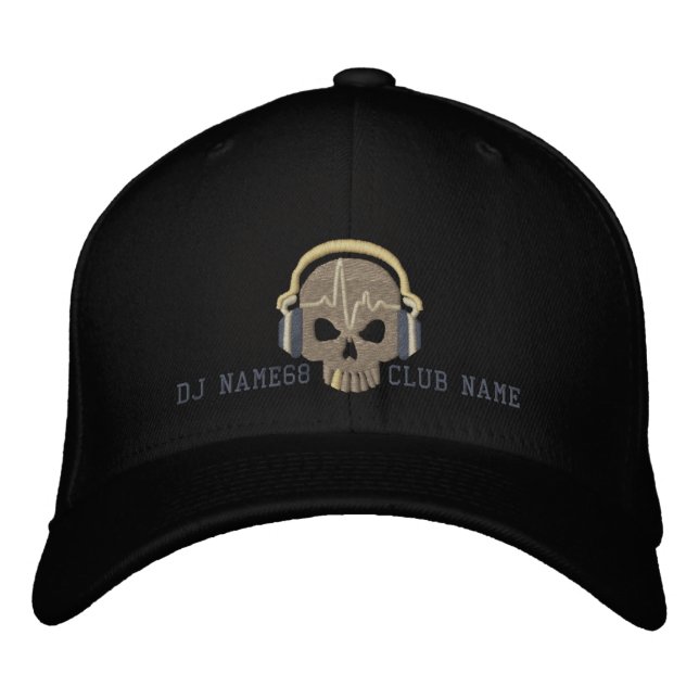 Boné Crânio de DJ Personalizado com o Seu Nome Bordado  (Frente)