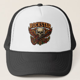 Boné Crânio de Rockstar com Asas de Guitarra – Bordado 