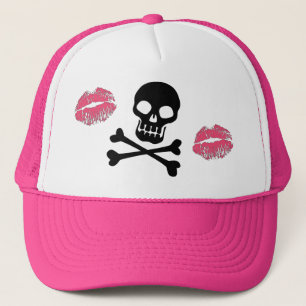 Boné Crânios e beijos do rosa