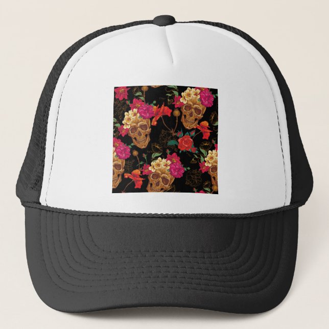 Boné crânios florais (Frente)
