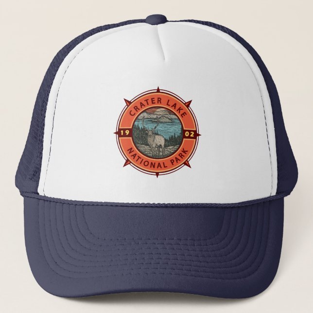 Boné Crater Lake National Park Elk Retro Compass Emblem (Frente)