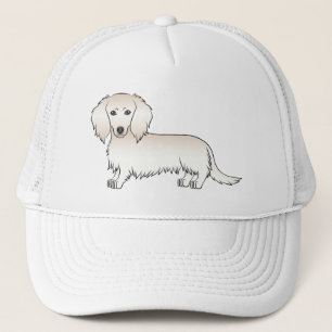Boné Cream Long Hair Dachshund Cute Cartoon Dog