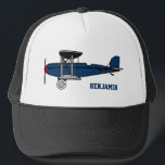 Boné Crianças de aviões retrorreflectores azuis Vintage<br><div class="desc">Legal chapéu de avião.</div>