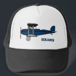 Boné Crianças de aviões retrorreflectores azuis Vintage<br><div class="desc">Legal chapéu de avião.</div>