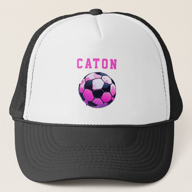 Boné Crianças Rosa Futebol Personalizado Preto (Frente)