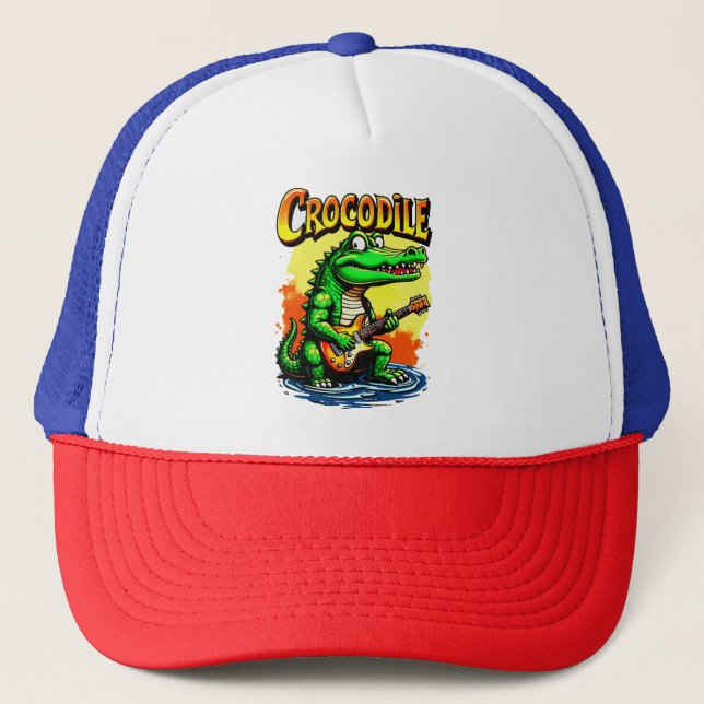 Boné Crocodilo Divertido T-Shirt: Gráfico de Violão (Frente)