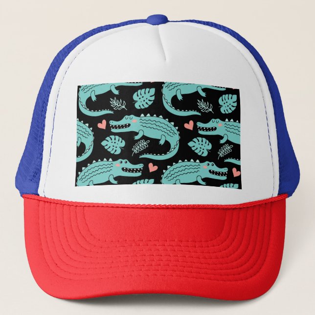 Boné Crocodilos de animação, um padrão perfeito. (Frente)