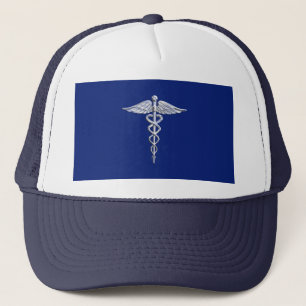 Boné Cromo Como Caduceus - Símbolo Médico em Azul Decor