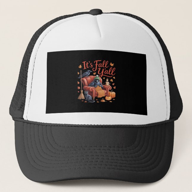 Boné Crow's Fall Y'all Pumpkins Fall Autumn Hallowee (Frente)