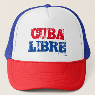 Boné Cuba Libre SOS Cuba vermelho azul branco