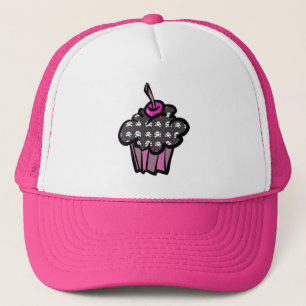 Boné cupcake de caveira gótica ossos cruzados