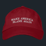 Boné Custom Color & Text Make America Blank Again Trump<br><div class="desc">This eye catching hat features a play on the Donald Trump slogan to Make America Blank Again on a deep red background. These hats are customizable, you can edit the text and color if you wish. Just hit the Personalize button to make it yours. You can also add custom embroidery...</div>