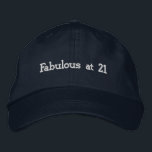 Boné Custom Fabulous at 21 Celebrate Birthday Look Navy<br><div class="desc">Celebrate a major milestone with this Navy Alternative Apparel Basic Adjustable Cap featuring beautifully stitched “Fabulous at 21” text that adds confidence and charm to any birthday look. The one-size-fits-all adjustable closure delivers a secure and relaxed fit, perfect for parties, club nights, photoshoots, or weekend celebrations. Order in bulk for...</div>