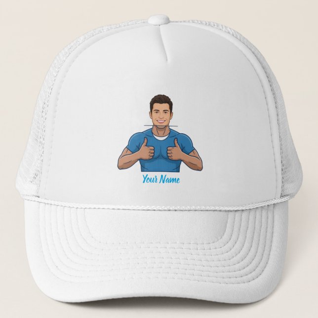 Boné Custom Face & Name Trucker Hat Personalized Summer (Frente)