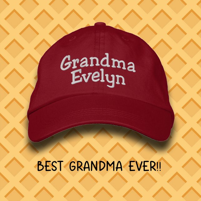 Boné Custom Name Grandma Embroidered Baseball Cap  (Great gift for Grandma's who enjoy fun in the sun with their grandkids!  #GiftForGrandma )