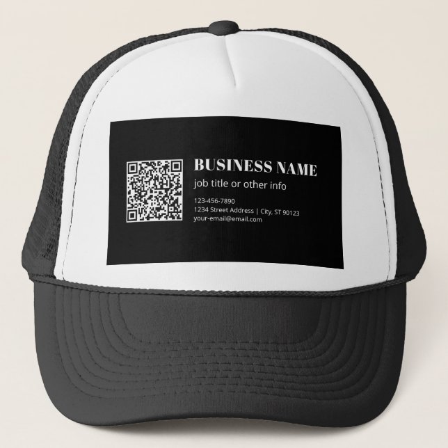 Boné Custom QR code & Editable Retro-Modern Text (Frente)