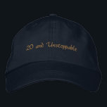 Boné Custom Text 20 and Unstoppable Ambition-Hat Bold<br><div class="desc">Own your milestone with this Navy Alternative Apparel Basic Adjustable Cap featuring bold “20 and Unstoppable” embroidery that radiates confidence and ambition. The one-size-fits-all adjustable strap ensures a comfortable, secure fit—perfect for birthday parties, campus events, photoshoots, or celebratory outings. Order in bulk for your entire crew to create a powerful,...</div>