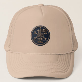 Boné Customizable Pirate Skull Trucker Hat: Personalize