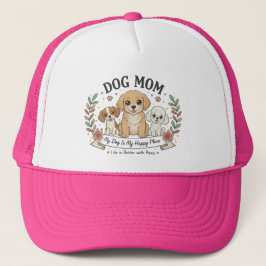 Boné Cute Dog Mom Multi Dog Pink Trucker Hat