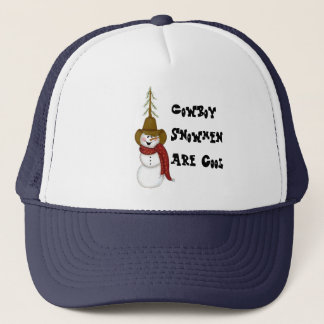 Boné Cute Folk Art Cowboy Snowman