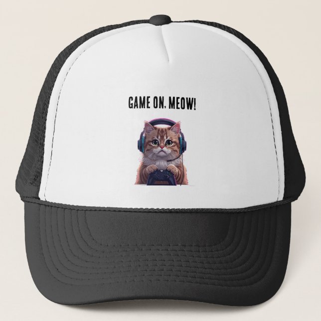 Boné Cute Gamer Cat Kids Cap – Funny Gaming Kitten Hat (Frente)