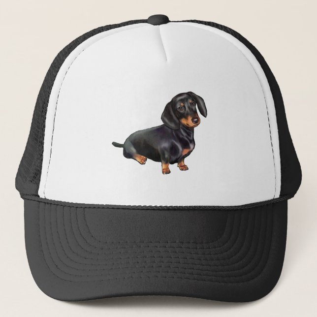 Boné Dachshund (A) - Preto e Castanho (Frente)
