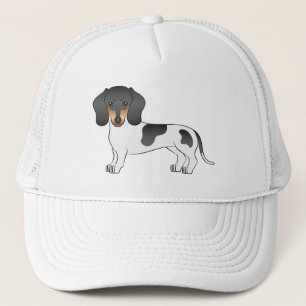 Boné Dachshund Cartoon de Pelo Curto Preto e Bege Malha