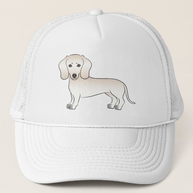 Boné Dachshund Cartoon Dog com Pelagem Lisa Creme Inglê (Frente)