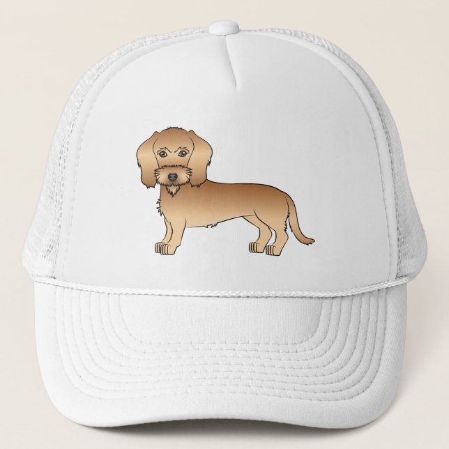 Boné Dachshund de Cabelo Rijo Trigo Cachorro de Desenho (Frente)