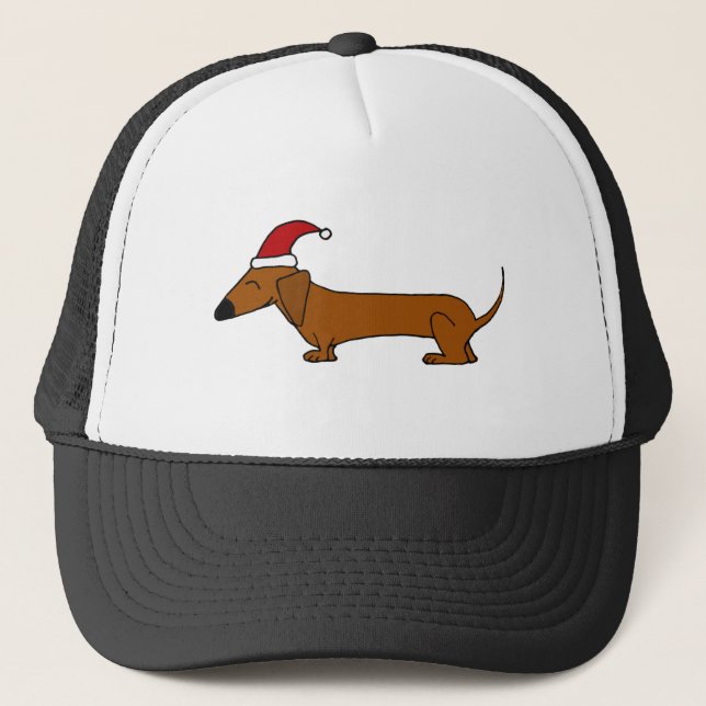 Boné Dachshund engraçado em desenhos animados do Natal (Frente)