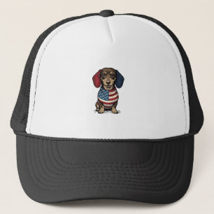 Boné Dachshund Patriótico Desenho Vetorial de Gravura V