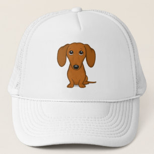 Boné Dachshund Vermelho Cugado Cachorro-branco engraç