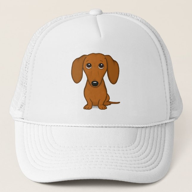 Boné Dachshund Vermelho Cugado | Cachorro-branco engraç (Frente)
