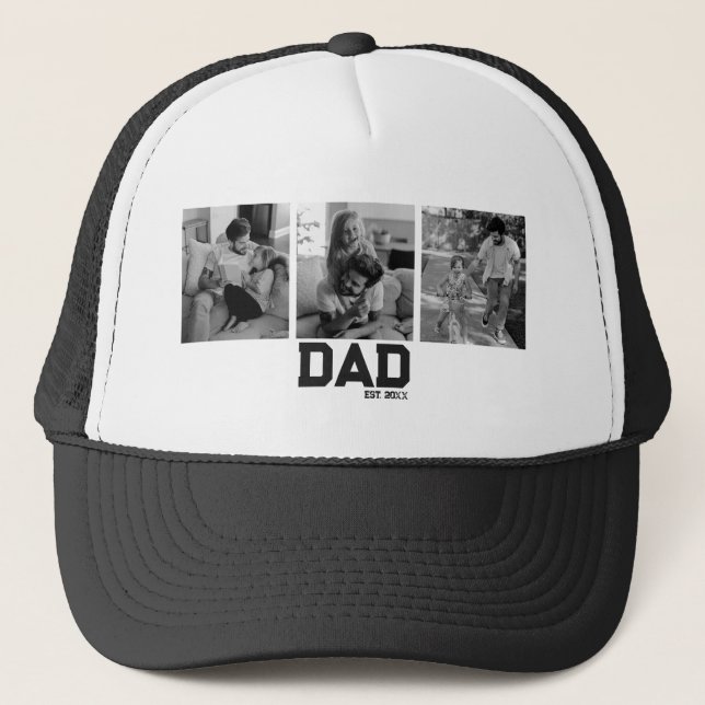 Boné Dad Est 3 Photo Black & White Year Father's Day  (Frente)