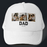 Boné Dad Established Modern Fun 3 Photo<br><div class="desc">Black White Dad Established Fun Bold Photo Design. Replace the photos with your own of your kids and change the years to the years you became a dad.</div>