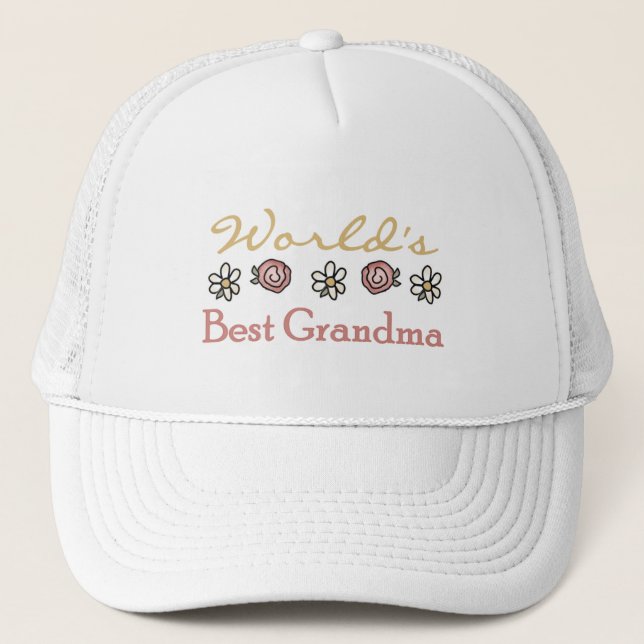 Boné Daisies e Rosas World Best Grandma (Frente)