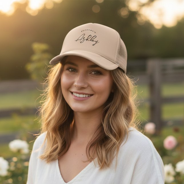 Boné Damas de Honra Despedida de Solteira Verão Praia P (beautiful personalized bridemaid cap beige khaki color)
