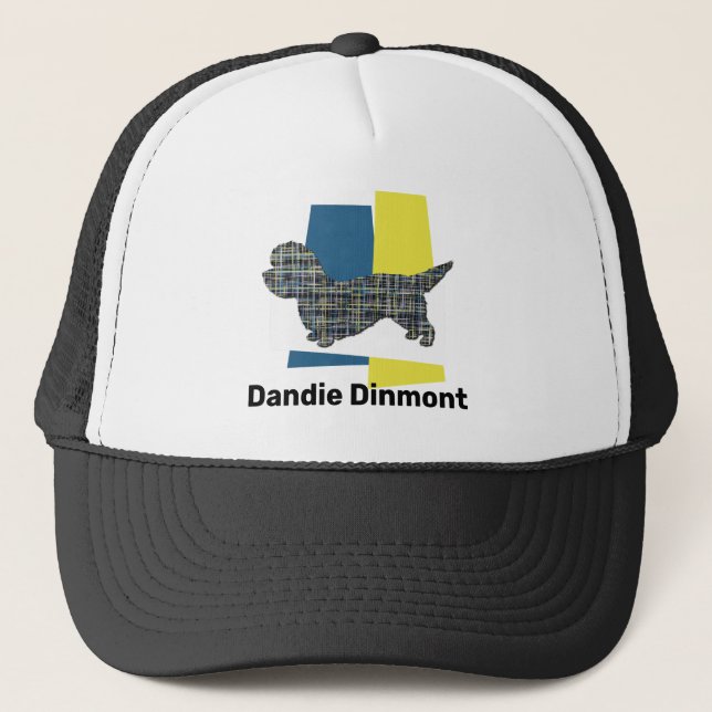 Boné Dandie Dinmont Terrier Dog Silhouette Tri Grid (Frente)