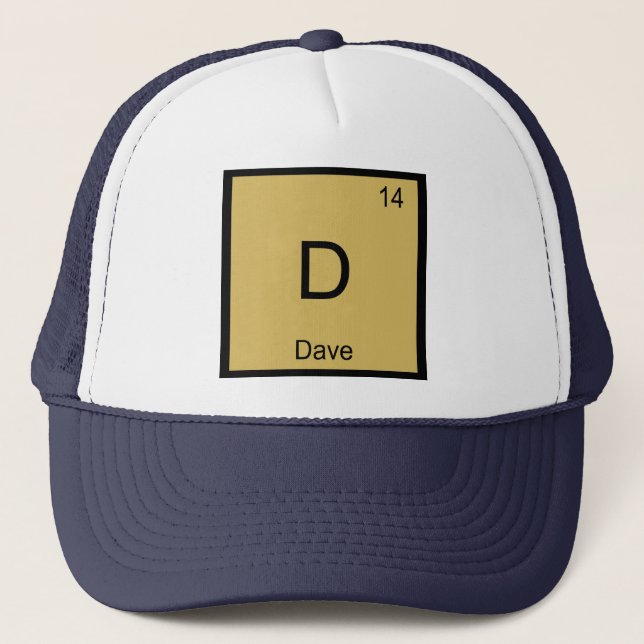 Boné Dave Nome Química Elemento Tabela Periódica (Frente)