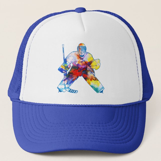 Boné de Aquarela Goalie de Hockey (Frente)