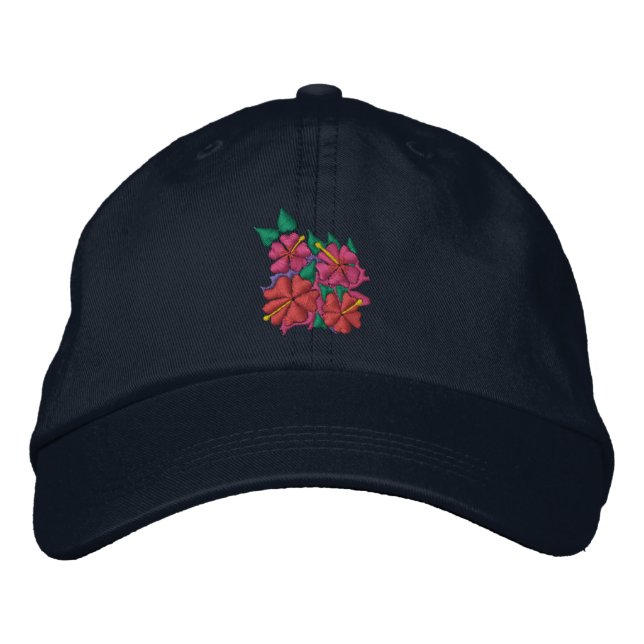 Boné de arte: Flores de Hibiscus de Natal. Azul Ma (Frente)