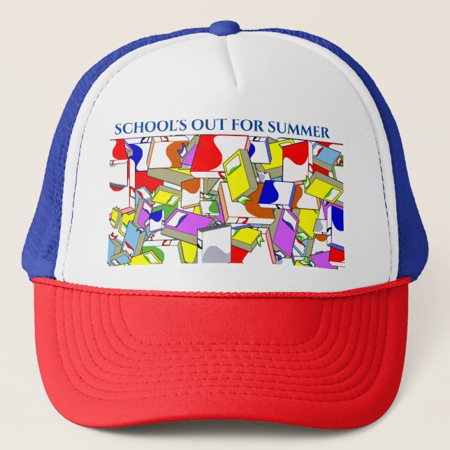 Boné de baseball com vermelho, branco e azul. "A E (Frente)