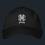 Boné de basebol para Monograma de Casamento Person<br><div class="desc">Surpreenda o noivo com este legal boné no estilo baseball que apresenta seu monograma de 3 letras e o grupo de palavras abaixo. Altere facilmente o texto e a cor do boné para corresponder ao tema/cores do casamento. Isto faz um noivado ou presente de casamento incrível. Os bonés coordenados também...</div>